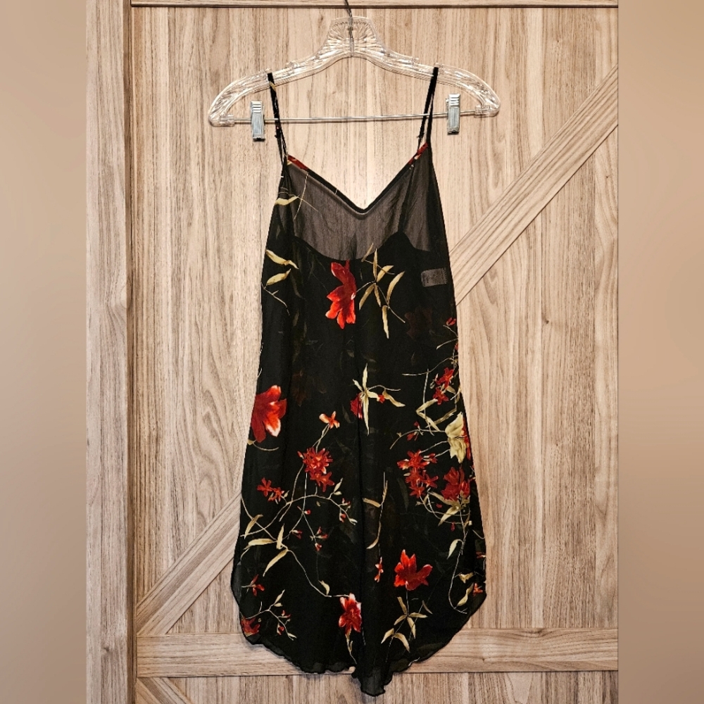 Petra Fashions Sheer Black Floral Slip Dress